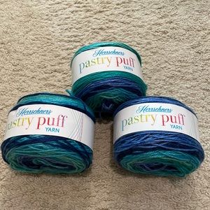 Herrschners Pastry Puff Yarn 3 pack Color Blueberry